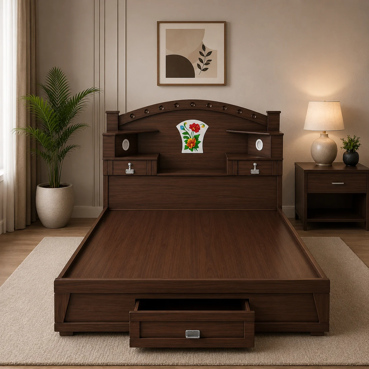 Crown Elite King Box Cot walnut