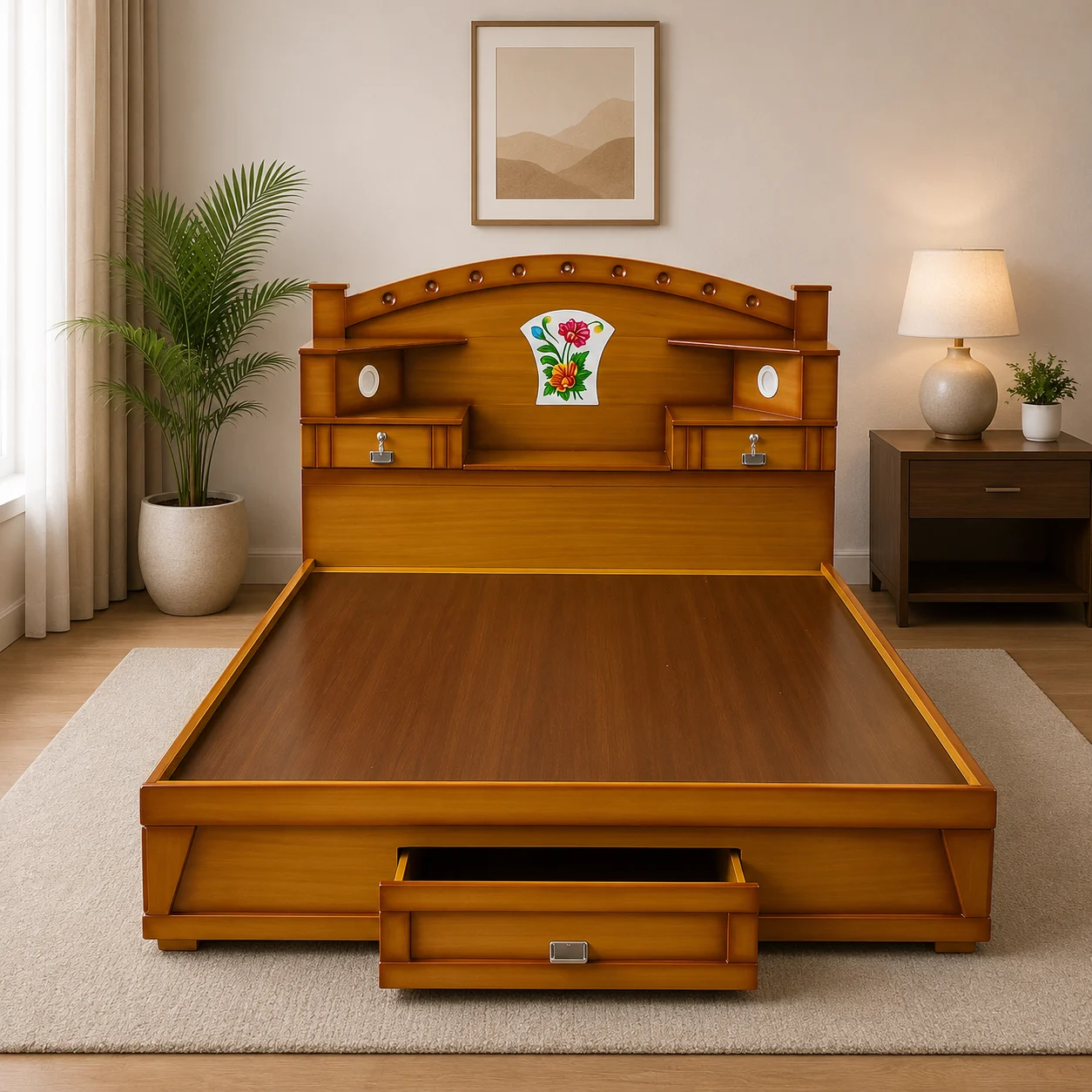 Crown Elite Queen Box Cot Teak