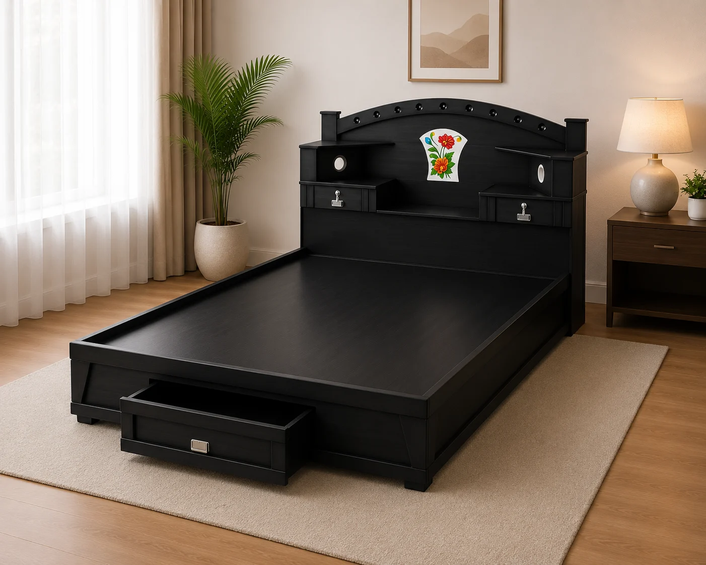 Crown Elite Queen Box Cot Black
