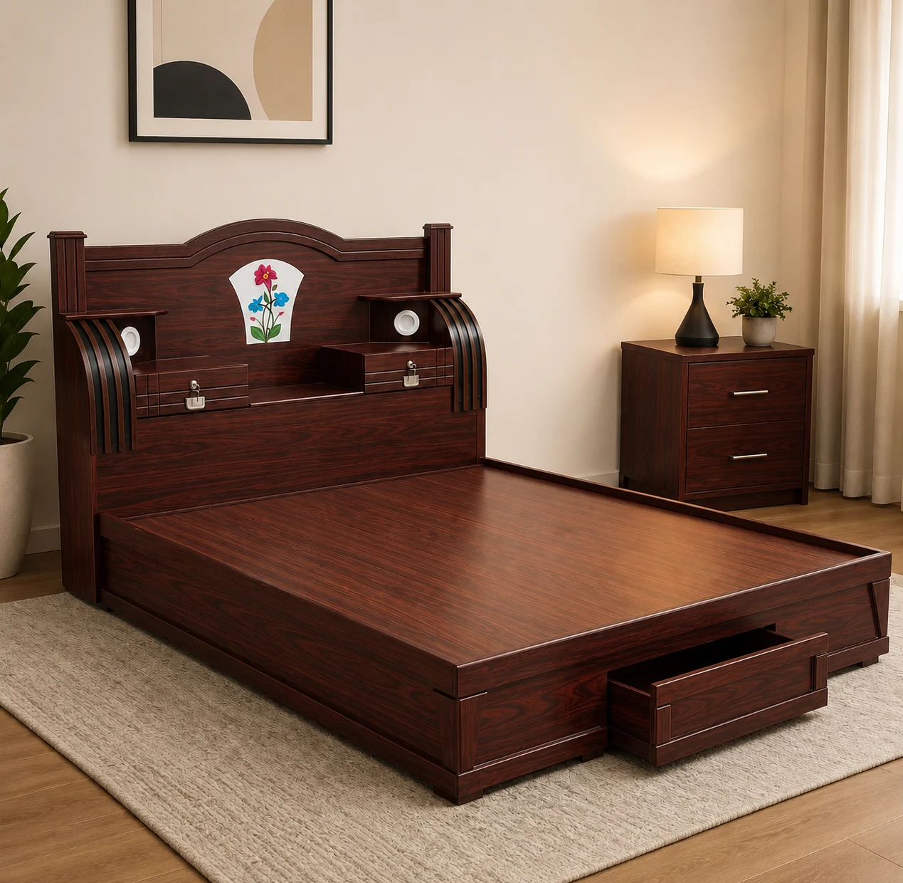Classic Modern King Storage Cot Rosewood